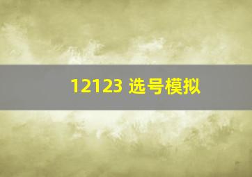 12123 选号模拟